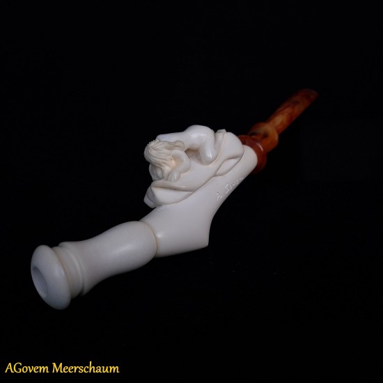Handmade Meerschaum Cigarette Holder, Cigarette Tip, Cigarette Mouthpiece AGM-54