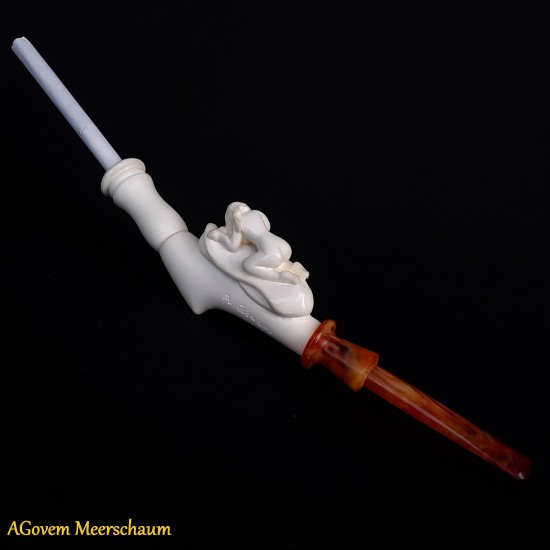 Handmade Meerschaum Cigarette Holder, Cigarette Tip, Cigarette Mouthpiece AGM-54
